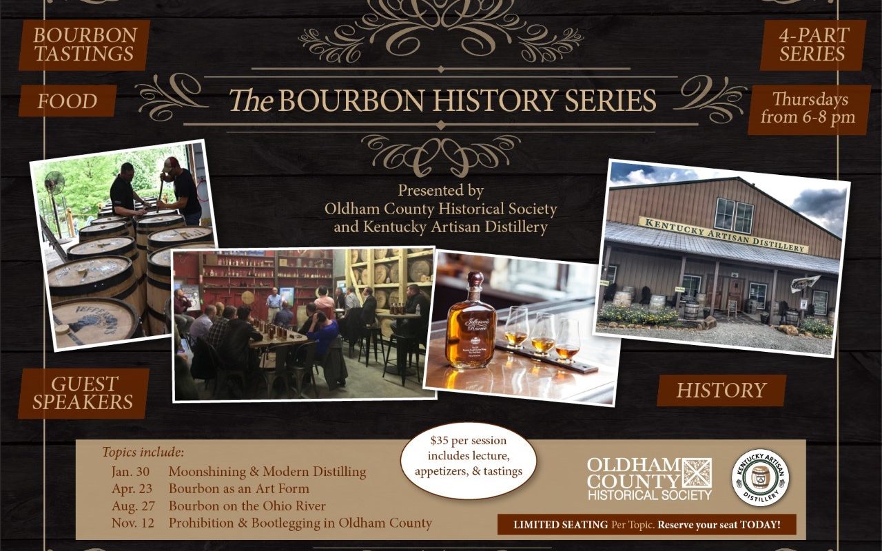 Moonshining and Modern Distilling: Bourbon History Series begins Thursday, January 30 at Kentucky Artisan Distillery in Crestwood